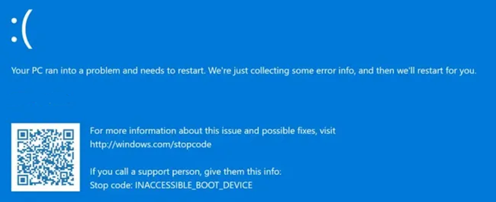 Windows: Inaccessible Boot Device after M.2 SATA to NVME clone